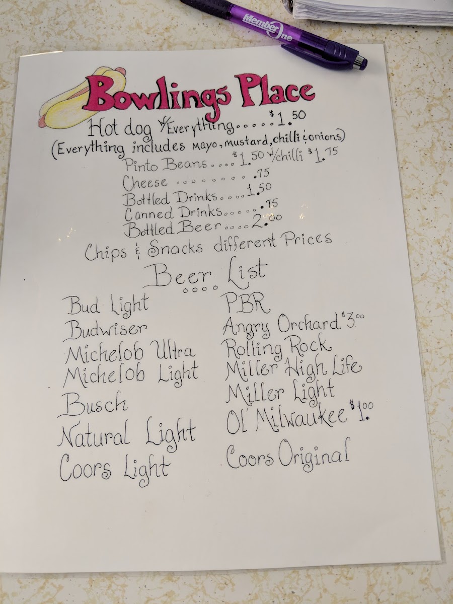 Bowlings Place Menu - Image 2